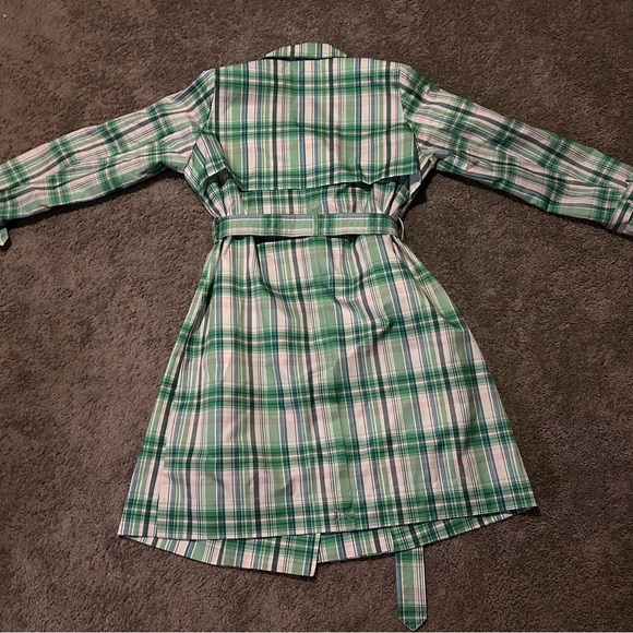 On 34th Plaid Double Breasted Trench Coat - Picture 2 of 9